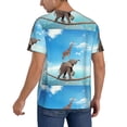 thumbnail image 2 of KLL Elephant Giraffe for Men's Baseball Shirts,Short Sleeve Casual Shirts Button Down Shirt for Men Beach Summer Wedding Shirt-3X-Large, 2 of 7