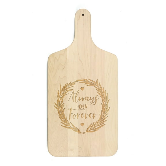 Creative Products Always and Forever Wreath 8 x 17 Maple Paddle Cutting Board