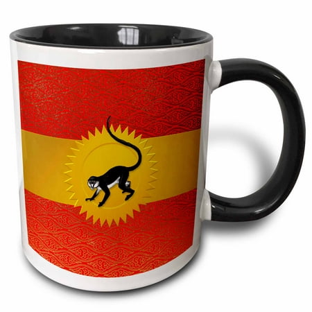 3dRose Monkey Chinese Zodiac in Red and Gold Cultural Pattern - Two Tone Black Mug, (Best China Patterns Of All Time)