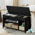thumbnail image 4 of Shoe Bench, Lift Top Shoe Storage Bench, Adjustable Shelf Entryway Bench, Metal and Wood Shoe Rack Organizer with Cushion for Entry, Bedroom, Closet, Living Room, Hallway (Black, 39.5“W), 4 of 7