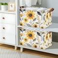 thumbnail image 2 of Yayeee Foldable Storage Basket for Shelves with Handles Waterproof Cloth Bins, White Watercolor Sunflowers, 2 of 7