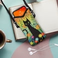 thumbnail image 2 of ZIATUBLES Neoprene Cellphone Sleeve Bag Adjustable Crossbody Strap Phone Pouch Case Portable Shockproof Phone Bag with Hook and Loop Fastener, 4 X 8 Inch, Doodle Black Cat Flower Greenery, 2 of 7