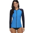 thumbnail image 3 of Alove Long Sleeve Rash Guard For Women Zipper Front Color Blocked Swimwear Shirt Uv Protection UPF 50+ Tops, 3 of 6