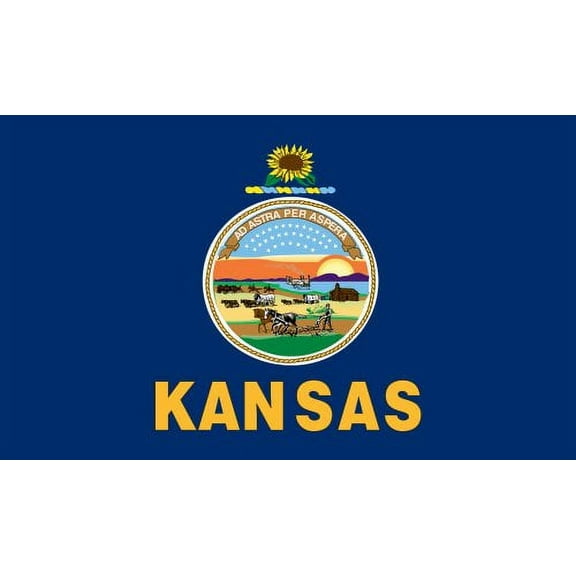 Valley Forge Flag 5-Foot by 8-Foot Nylon Kansas State Flag with Canvas Header and Grommets