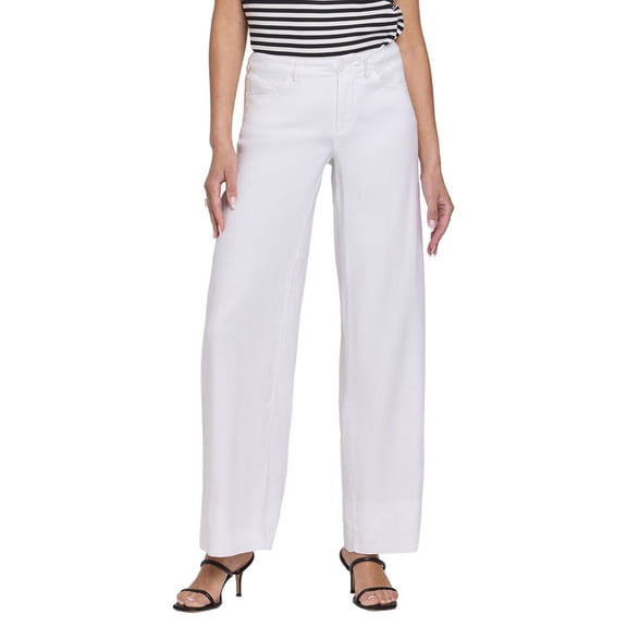 NYDJ womens Linen-Blend Optic White Wide Leg Jean, 4