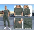 thumbnail image 6 of MOYIKO Two Piece Lounge Sets for Women Summer Outfits Crew Neck Short Sleeve Tops Long Pants Matching Sets Travel Vacation Trendy Clothes, 6 of 7