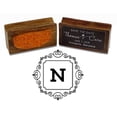 thumbnail image 1 of Printtoo Square Swirl Border Alphabet N Monogram Wood Mounted Rubber Stamp Office Stationary, 1 of 5