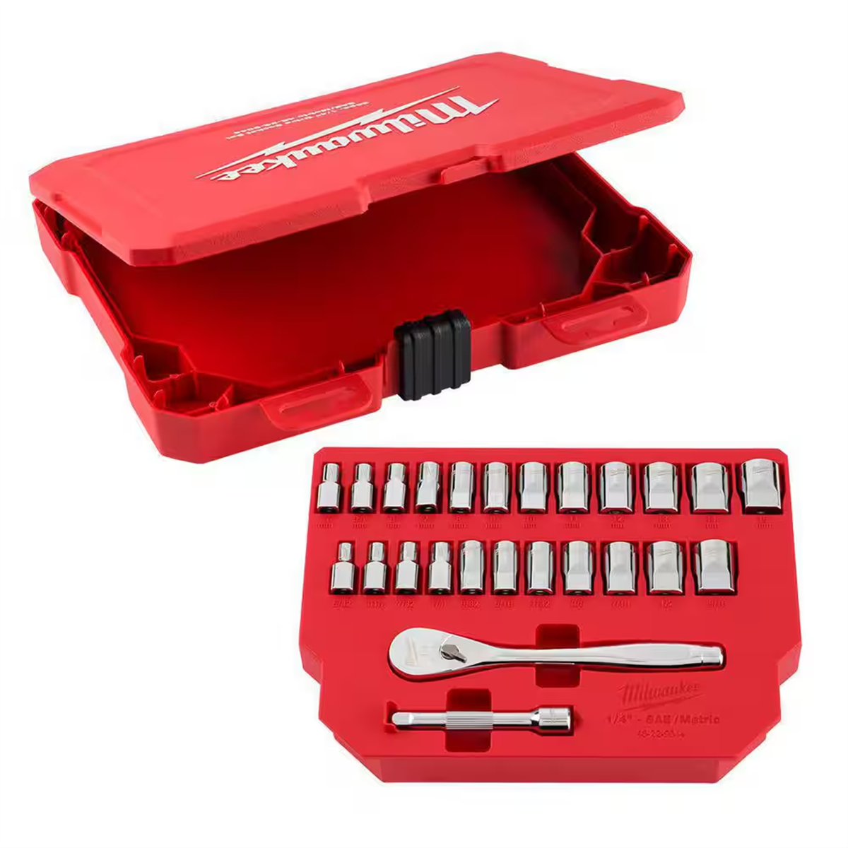Milwaukee 48-22-9044, 1/4" Drive Metric & SAE Socket Wrench & Set, 25 Piece