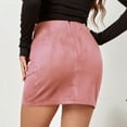 thumbnail image 3 of Defitshape Women's High Waist Skirt Elegant Faux Suede Casual Club Night Out Zipper Ruched Bodycon Mini Skirts Pink Blush 4-6, 3 of 3