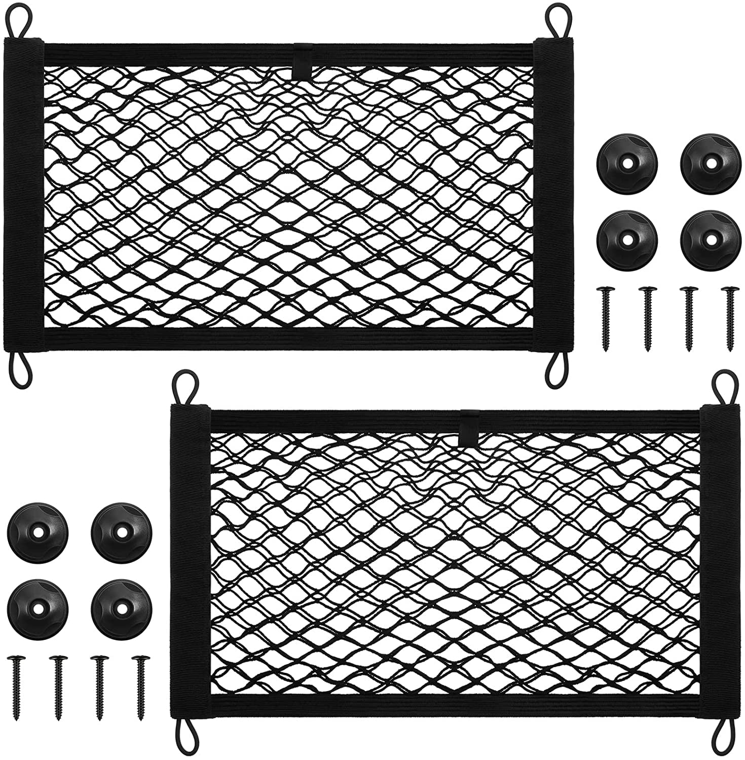 2 Pieces Stretchable Small Cargo Net Pocket Storage Mesh Net Elastic Automotive Cargo Nets