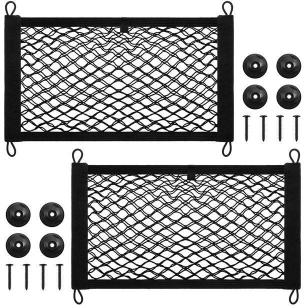 2 Pieces Stretchable Small Cargo Net Pocket Storage Mesh Net Elastic Automotive Cargo Nets