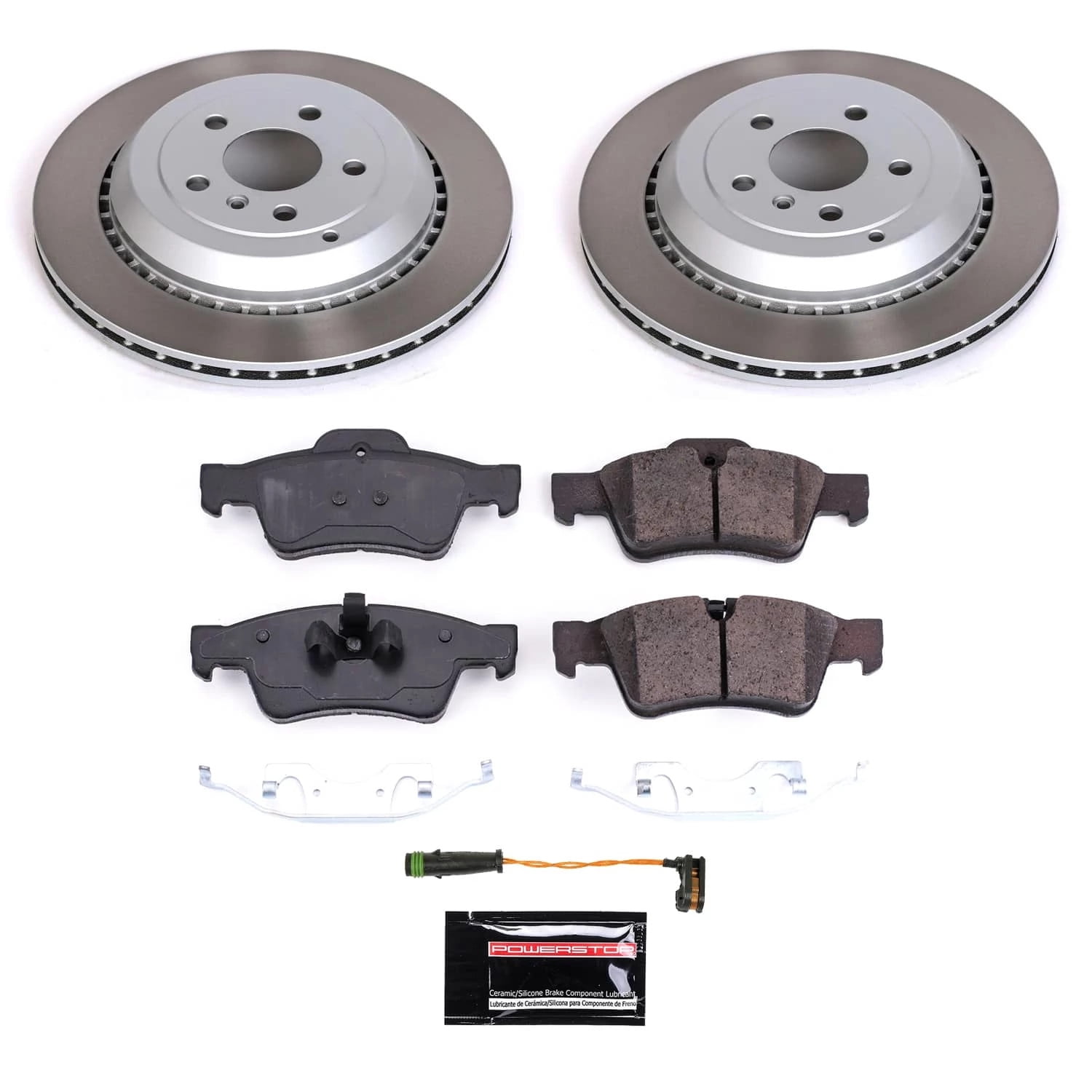 PowerStop Rear Semi-Coated Rotor and Low-Dust Ceramic Brake Pad Kit SC6708