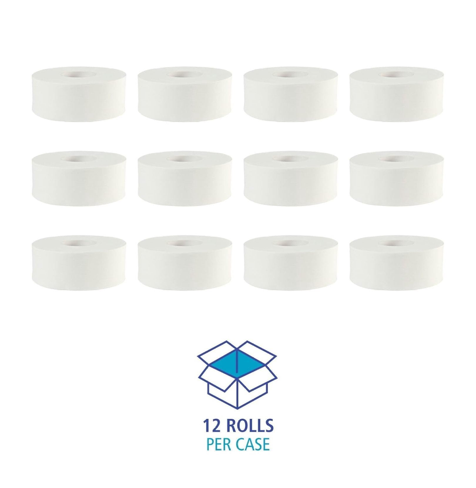 JRT Bath Tissue Jumbo Roll, 12 Rolls - 1000 ft 2-Ply White Toilet Paper - Septic Safe, Embossed, Long Lasting - for Home, Office, and Commercial Use