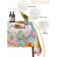thumbnail image 5 of Easter Suqare Tablecloth - 60 x 60 Inch, Spring Colorful Bunny Eggs Flower Wood Grain Waterproof & StainResistant Tablecloth, Washable Oil-proof Table Cover for Dining/Party/Wedding/Camping/Buffet, 5 of 9