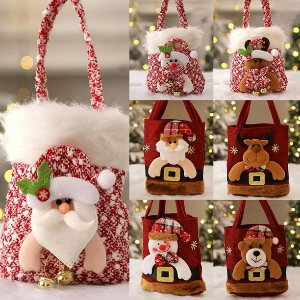 Bolso de mano de Papa Noel muneco de nieve ciervo bolsa de regalo para ninos bolsa de dulces decoracion de Feliz Navidad paquete de mano Ano