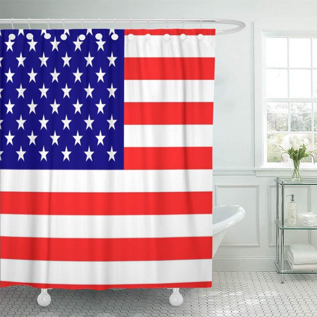 Cortina de Ducha ABPHQTO con Acento de Estados Unidos y Bandera 160x180 cm
