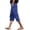 Blue, variant on Women's Lightweight Capri Pants with Tie Waist Side Button Pockets High Rise Cropped Trousers Stylish Breathable Everyday