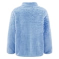 thumbnail image 2 of Jhaoyu Kids Girls Long Sleeve Faux Fur Fleece Zip Up Jacket Thicken Solid Color Casual Warm Outerwear Blue 140, 2 of 7