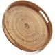 thumbnail image 1 of Bandeja de servicio de ratán de 30 x 30 x 5 cm con asas, bandejas decorativas tejidas redondas para mesa de café y taburete, 1 of 5