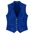 thumbnail image 5 of justHIGH Women's Faux Suede Vest Cowgirl Western Vest Leather V Neck Slim Fit Fashion Casual Waistcoat Top Blue,M, 5 of 7