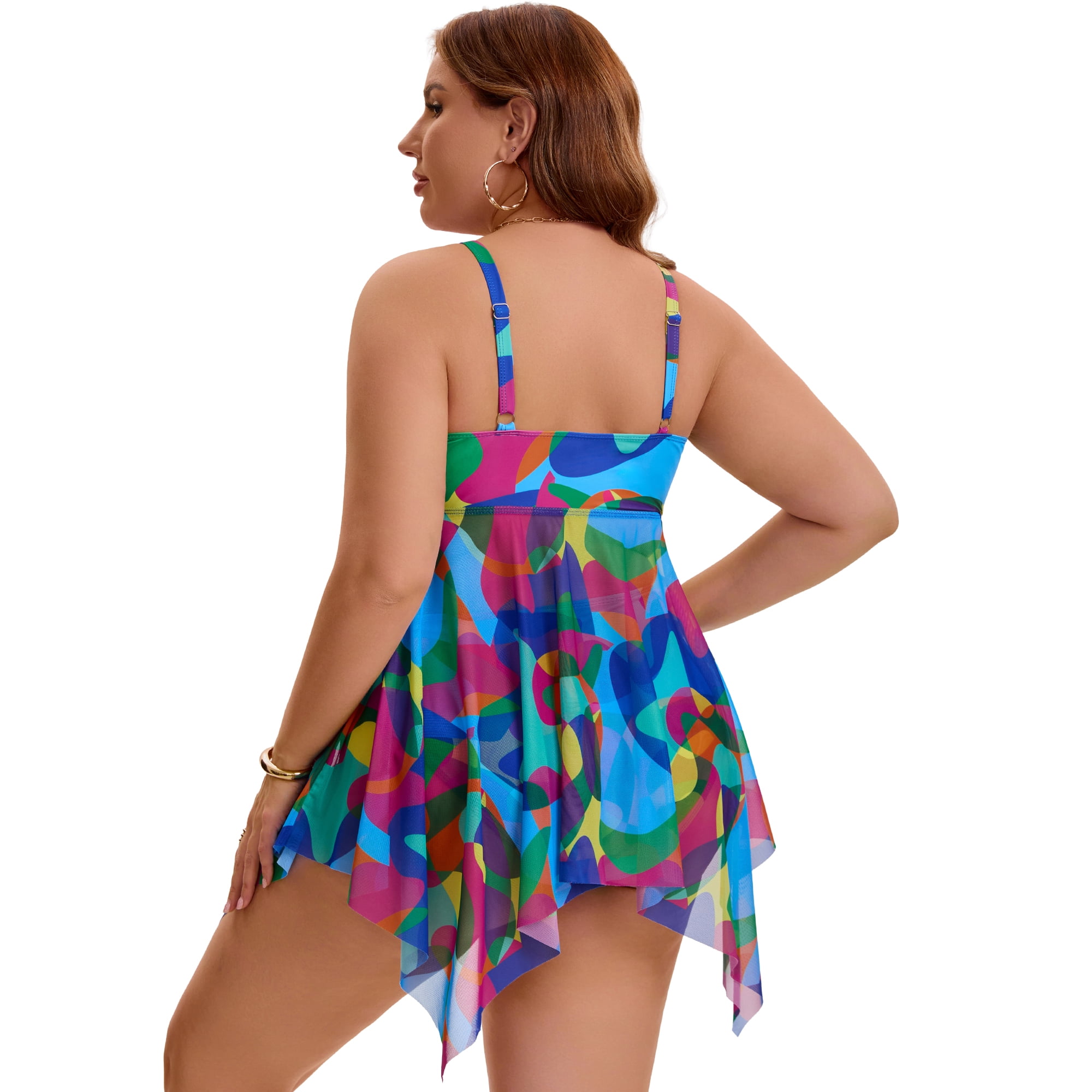 DARING DIVA Women's Plus Two Piece Swimsuit Beach Bathing Suit 3X Blue