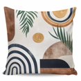 thumbnail image 2 of Abstract Boho Throw Pillow Covers, Soft Pillowcases with Invisible Zipper, Bohemian Palm Leaf Geometric Leaf Circle Decorative Square Pillow Cushion Covers for Living Room Couch Sofa Bed 16x16 Inches, 2 of 8