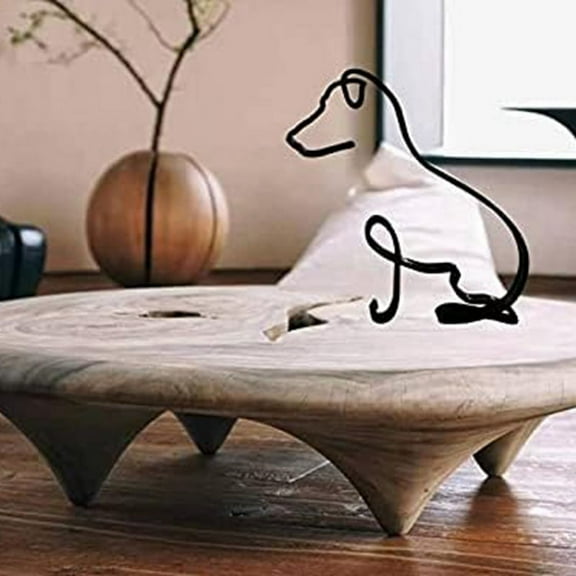 Dog Minimalist Art Sculpture,Personalized Metal Line Crafts- Statue for Living Room,Home Office,Desk,Wall Decor