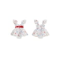 thumbnail image 2 of BemeyourBBs Newborn Baby Girl 4th of July Romper Dress Outfit Patriotic Independent Day Summer Smocked Dress Cute I Love USA Letters Embroidery Flying Sleeve Star Print Tulle Tutu Dress Playsuit, 2 of 9