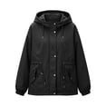 thumbnail image 6 of Womens Outdoor Jacket Waterproof Plus Size Turndown Collar Long Sleeve Solid Color Zipper Winter Fashion Jacket for Casual Cozy Loungewear, 6 of 10