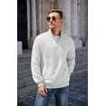thumbnail image 2 of COOFANDY Mens Quarter Zip Pullover Quilted Sweatshirt Knit Long Sleeve Mock Neck Sweater Polo with Pocket, 2 of 6