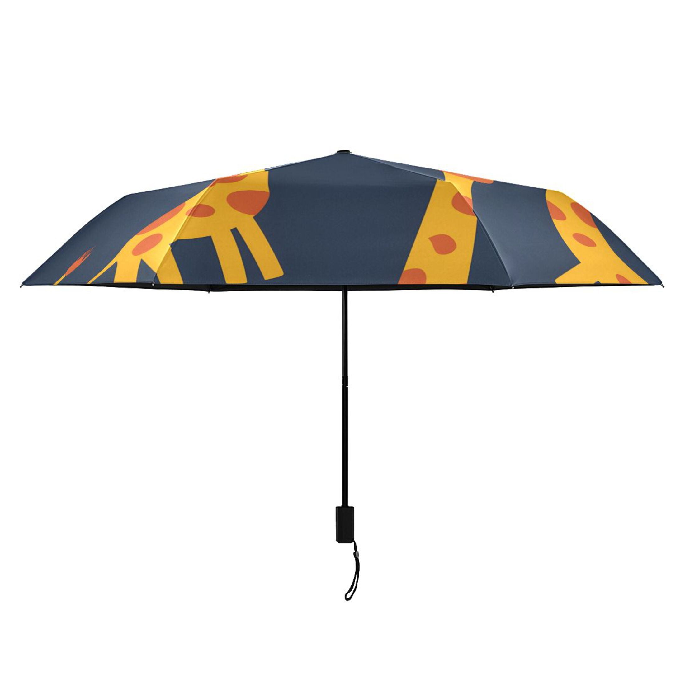 Cute Cartoon Giraffes All Weather Umbrella Triple Folding Parasol 6 Ribs UV Protection Portable