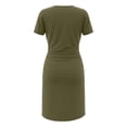 thumbnail image 5 of JTieacloth Dresses for Women Women's Short Sleeved Pleated Knee Length Tight Fitting T Shirt Dress,Green, 5 of 6