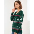 thumbnail image 4 of Aiyino Women's Casual Lightweight V Neck Batwing Sleeve Knit Top Loose Pullover Sweater Tops,Christmas Green S, 4 of 5