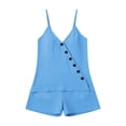 thumbnail image 7 of Women's Two-Piece Suspender Decorative Button And Shorts Casual Summer Set, 7 of 7