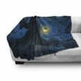 thumbnail image 3 of Forest Soft Flannel Fleece Throw Blanket, Night with Home in Trunk of Enchanted Tree, Cozy Plush for Indoor and Outdoor Use, 50" x 60", Dark Night Blue Mustard, by Ambesonne, 3 of 6