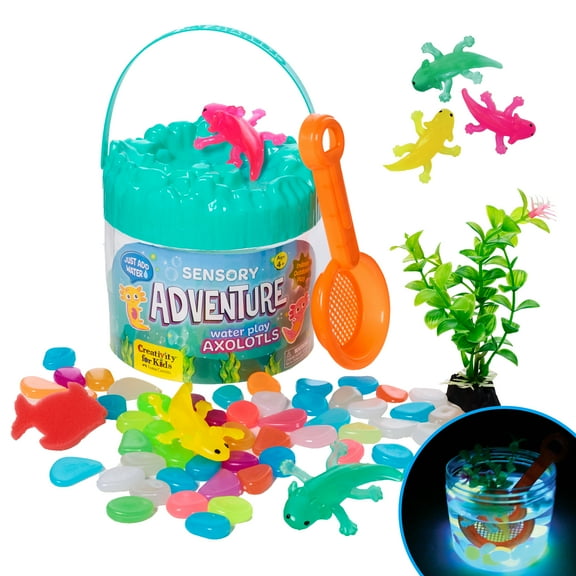 Creativity for Kids Sensory Adventure Axolotls Kit | Lagoon Play in Bucket, Screen-Free Fun (Ages 4 )