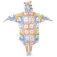 thumbnail image 2 of FORMRS Wearable Blanket Hoodie with Sleeves for Kids Cozy Flannel Sweatshirt, Light Blue Daisy, 2 of 7