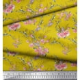 thumbnail image 2 of Soimoi Yellow Cotton Poplin Fabric Roses & Ranunculus Floral Print Fabric by the Yard 58 Inch Wide, 2 of 3