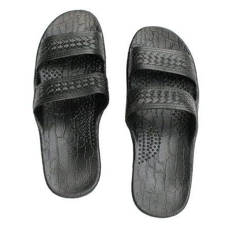 

Black Rubber Slide on Sandal Slippers Double Strap Dark Brown Hawaii Sandal Size 10 = Women size 10 / men size 9