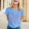 thumbnail image 2 of TSADFHJI Hauts Col en V pour Femmes Manches Longues T-Shirt Imprimé Manches Courtes Col Rond Blouse L Bleu, 2 of 5