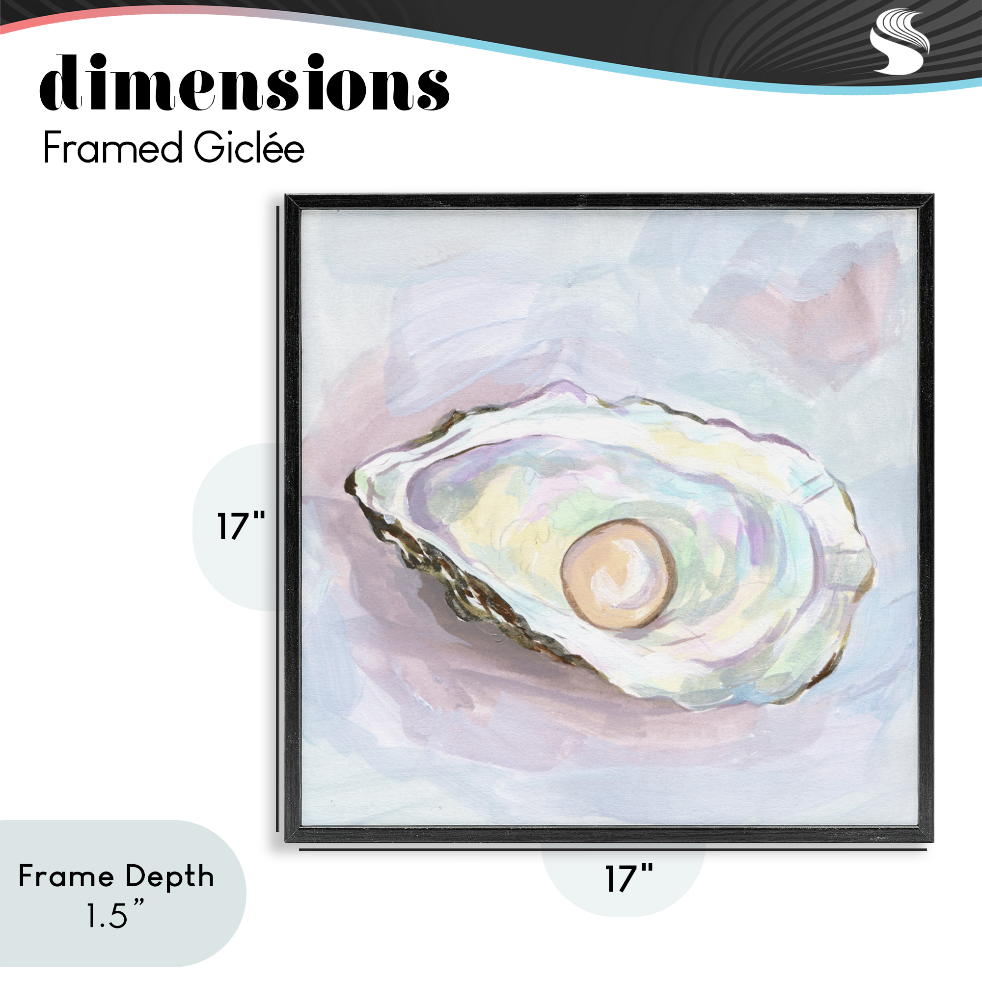 Stupell Industries Silent Opal Oyster Black Framed Giclee Art, design by Melissa Wang