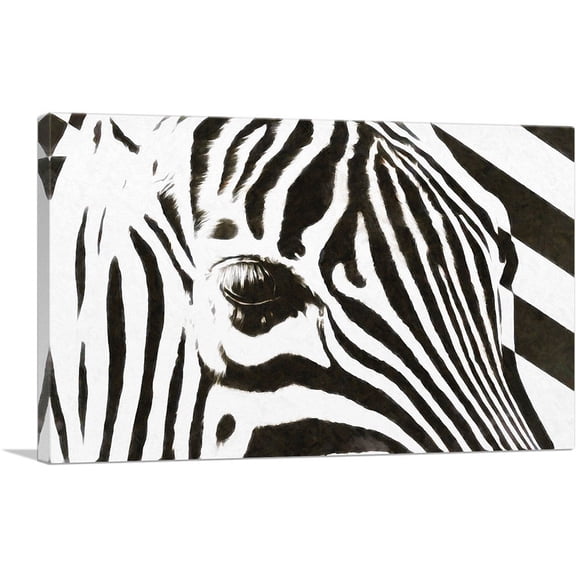 ARTCANVAS Zebra Stripes Painted Home decor Canvas Art Print - Size: 12" x 8" (0.75" Deep)