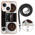 thumbnail image 3 of for iPhone 15 Plus Crossbody Strap Phone Case, Anti-Fall Pattern Clear Design Transparent Soft & Flexible TPU Drop and Shockproof Protective Cover with Adjustable Nylon Neck Strap, Retro Radio, 3 of 7