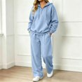 thumbnail image 2 of JIAYUE Women 2 Piece Set Solid Color Long Sleeve Hoodies With Jogger Pants Outfit for Outings Wear, 2 of 5