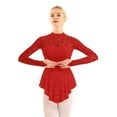 thumbnail image 2 of iEFiEL Womens Turtle Neck Long Sleeve Figure Skating Ballet Dance Leotard Dress Costume, 2 of 8
