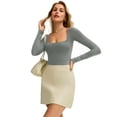 thumbnail image 4 of Body Avidlove para mujer, manga larga, cuello cuadrado, talla L, color gris, 4 of 6