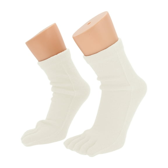 Unique Bargains 1 Pair Five Toe Socks Soft Thickening Socks for Women White