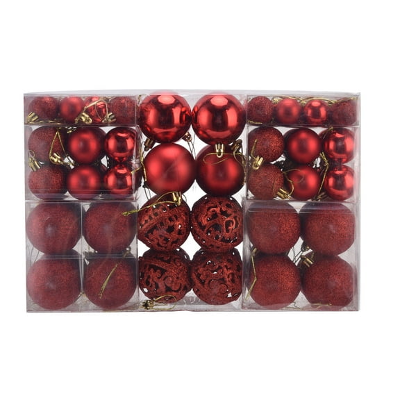 100Pcs Christmas Ball Ornaments Set Xmas Tree Shatterproof Seasonal Decorations With Lifting Rope for Holiday Christmas Wedding Party Decoration [Red]