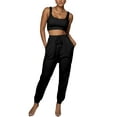 thumbnail image 3 of FASHIONWT Women Plus Size Stretch Tight Yoga Vest Elastic Waist Tie With Pockets Set Pants Set, 3 of 6