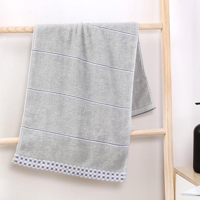 Nvzi Toallas de 2 piezas de 34 x 74 cm, perfectas para el día a día en la ducha, 100 g, con diseño de cuadrícula Thousand Bird, ligeras y de secado rápido, ideales para el baño y el aseo (gris).
